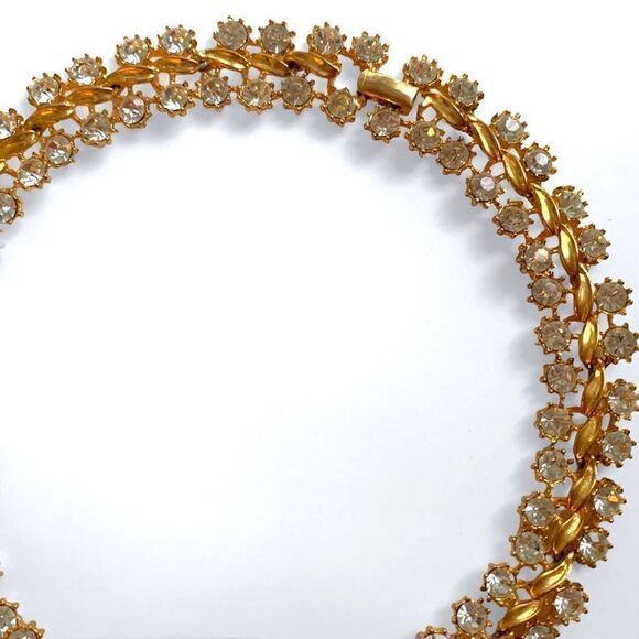 Gold Tone Rhinestone Collar Necklace - Picture 6 of 6